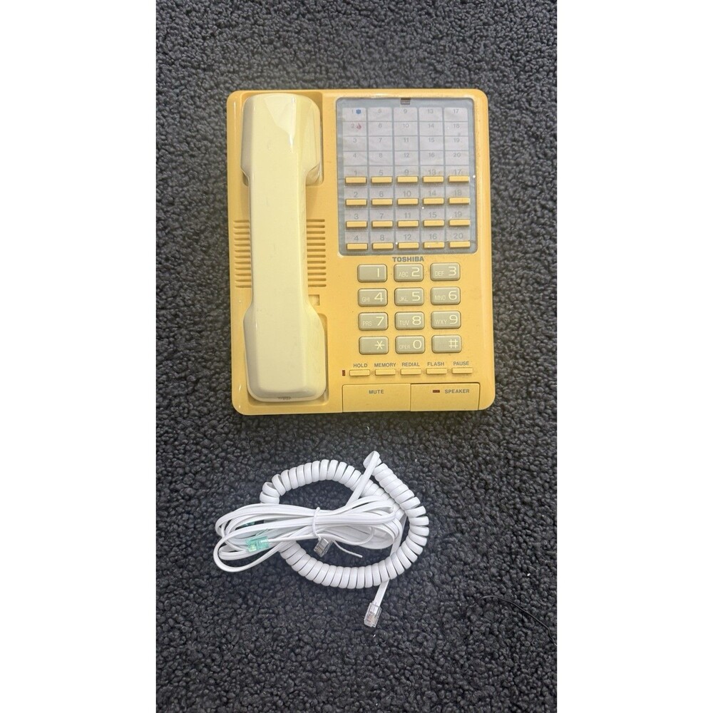 Vintage Toshiba Telephone Yellow Corded FT-9039